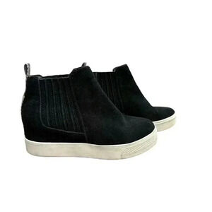 Dolce Vita Black Suede Sneaker Sole Slip-On Platform Booties Women Size 6.5